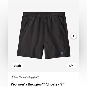 Patagonia Baggies Shorts size XS 5” length black